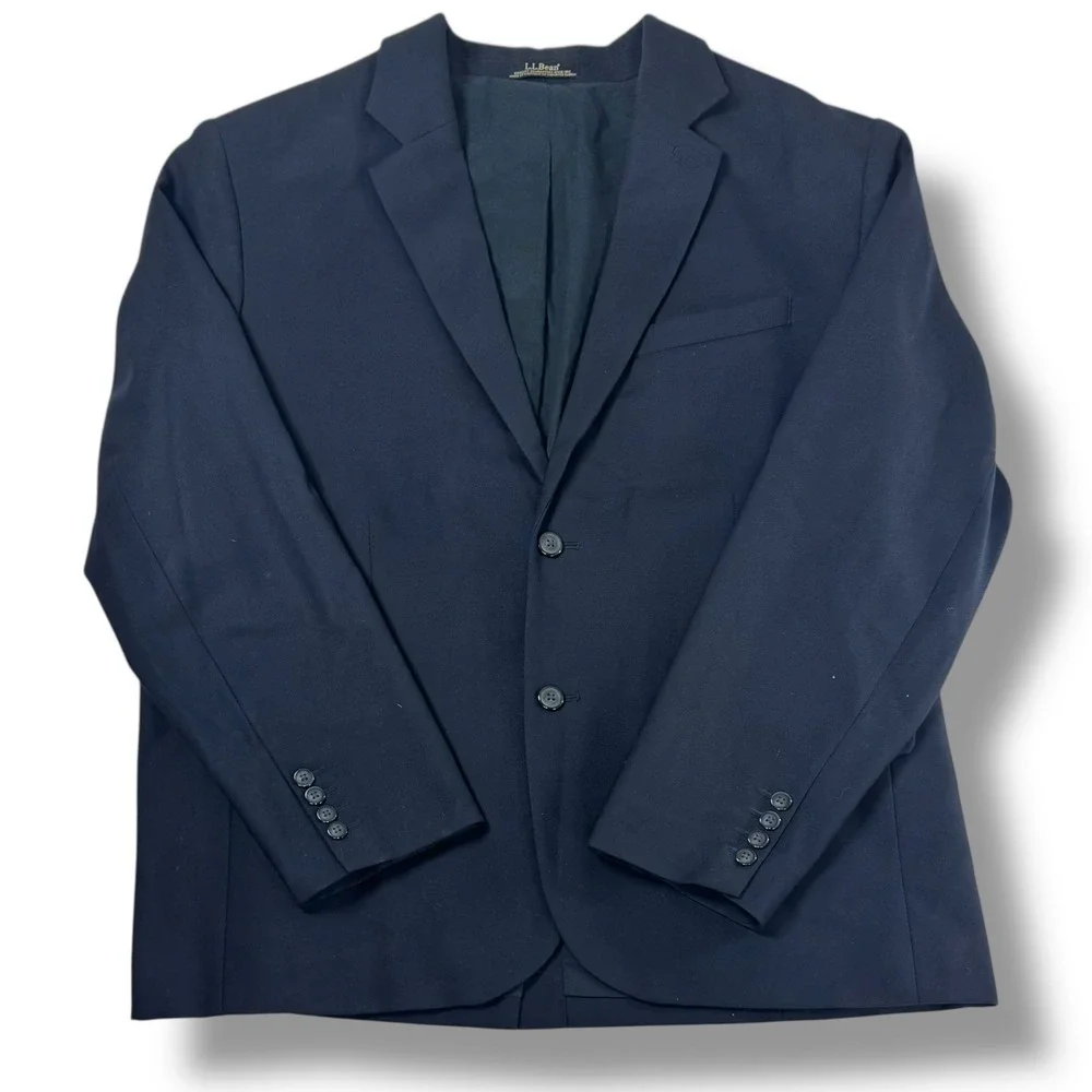 L.L.Bean Navy Blue Sport Coat Blazer Men's 46R 2 Button Classic Fit Dress Jacket